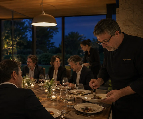 Dîner signature d’un séminaire de direction avec chef privé dans un domaine contemporain