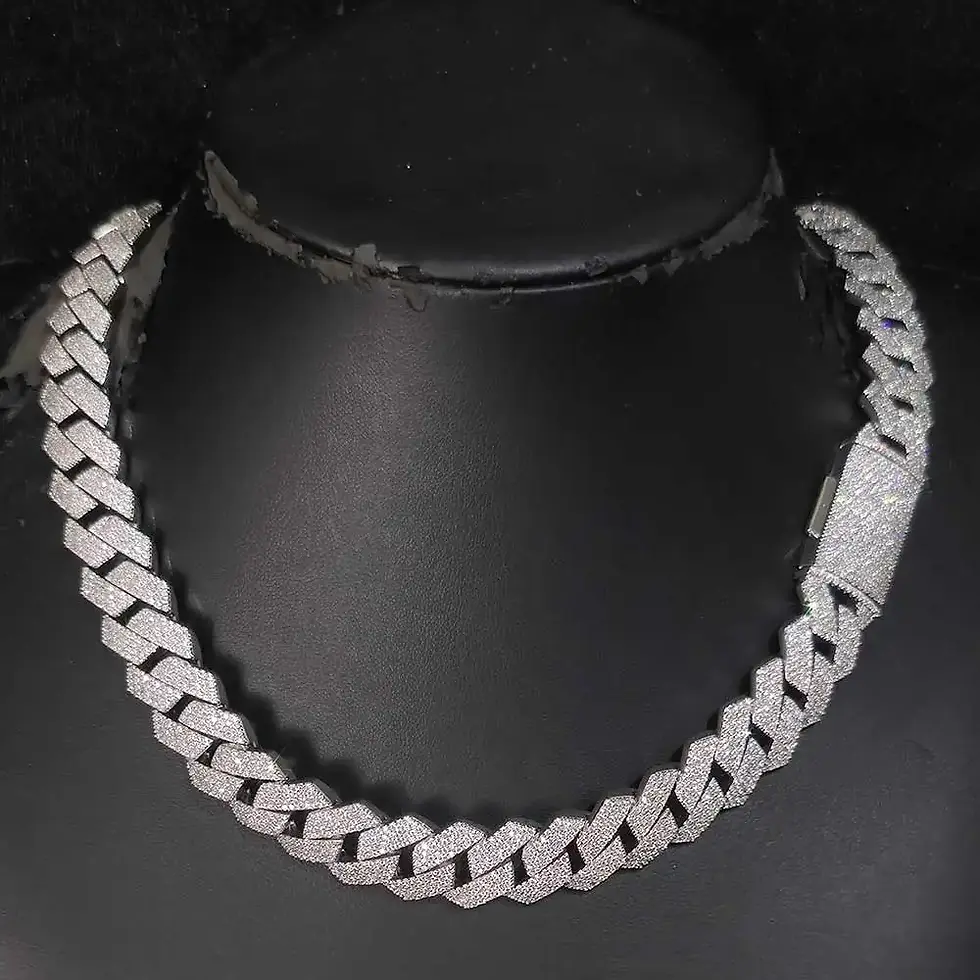 Thumbnail: Hip Hop Jewelry Iced Out 15mm 4 Rows CZ Cuban Necklace Box Buckle Fashion