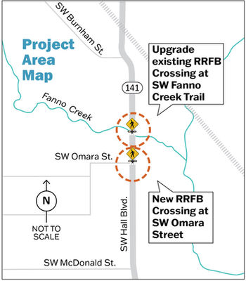 Construction begins this summer for pedestrian safety improvements on Hall Boulevard at Fanno Creek Trail and SW Omara Street