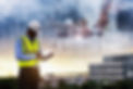 Engineering Consulting People on construction site holding tablet in his hand. Management 