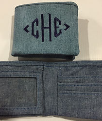 Denim men's wallet with monogram