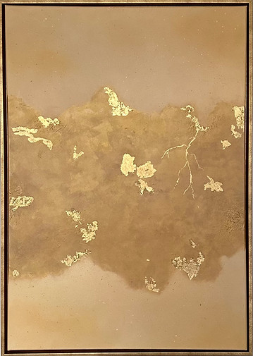 Abstrakte Malerei mit Blattgold auf Leinwand, strukturierte Oberfläche, zeitgenössische Kunst von Yasmin Runge