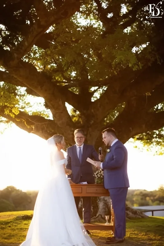 casamento no espaço paraíso em porto alegre com cerimônia ao ar livre no por do sol
