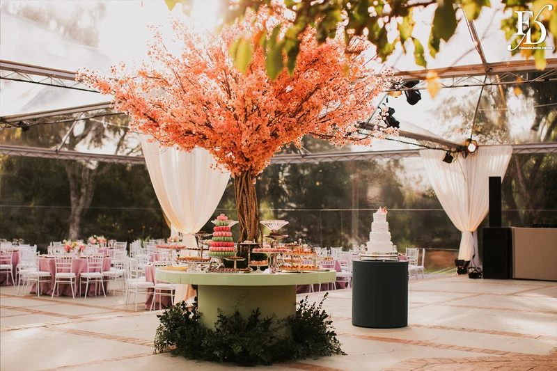 casamento realizado na alameda figueira em cachoeirinha com decoração romântica e delicada em tons de rosa e verde com bouganvilles por life eventos especiais assessoria e cerimonial de casamentos em porto alegre mesa de doces