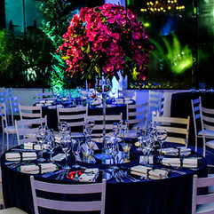 casamento no party room em porto alegre com decoração simples rústico-chique em azul petróleo e fúcsia por life eventos especiais organização de casamento em porto alegre