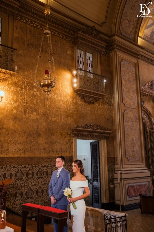 casamento na basílica nossa senhora das dores em porto alegre noivos no altar