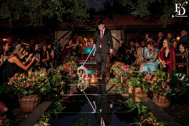 casamento judaico realizado no sítio da figueira em porto alegre com decoração exuberante botânica tropical festa linda com passarela de espelho cerimônia de casamento ao ar livre por life eventos especiais cerimonialista em porto alegre organização de casamentos cerimonia ao ar livre pet na cerimônia