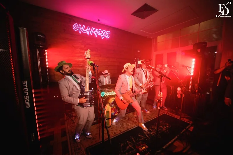 festa de formatura em medicina realizada no salão boa vista da associação leopoldina juvenil em porto alegre com decoração verde e branco e animação da banda os calamares