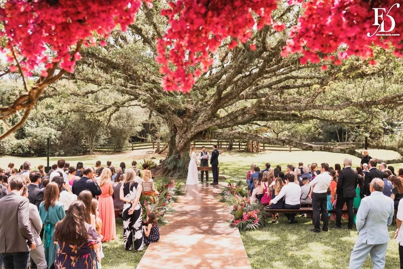 casamento diurno almoço de domingo em família no alto da capela cerimônia ao ar livre