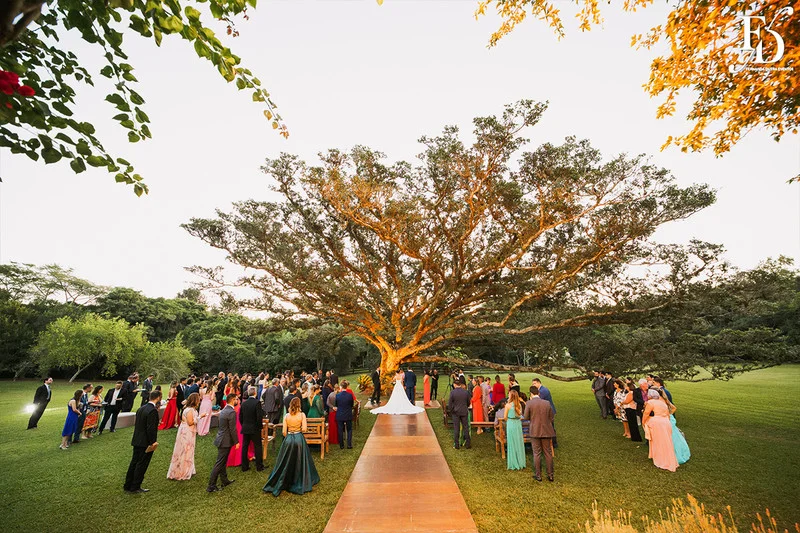 casamento com cerimônia realizada às 15h na Basílica Nossa Senhora das Dores em Porto Alegre e recepção no Alto da Capela. Coquetel na área externa embalado com jazz e por-do-sol, jantar formal, decoração exuberante e linda, em estilo botânico e muitas cores, luxuoso e lindo, por Life Eventos Especiais