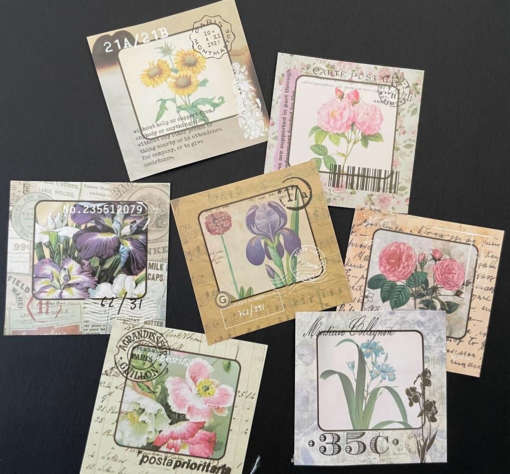 Square floral stickers (Set of 7)