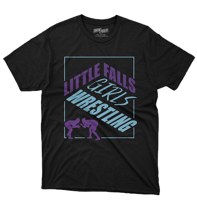 Little Falls Girls Wrestling T-shirt mockup. 