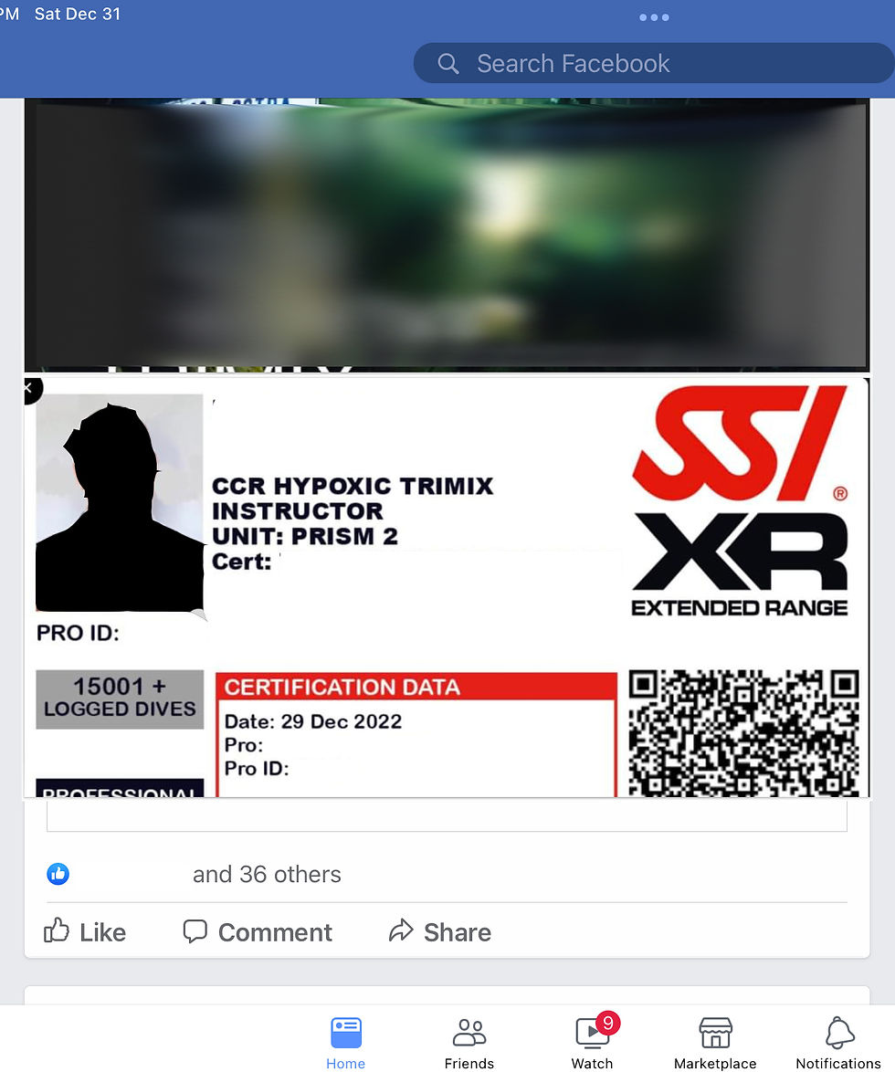 An accomplishment posted to Facebook (vetted) by a diver who appeared to be around 50 years old. According to their C-Card he/she has made over 15,000 dives. That’s 484 dives a year. more than 9 dives a week - every week, if he/she started at the age of 19!