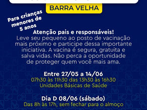 Campanha Nacional de Vacinação contra a Poliomielite começa na próxima segunda-feira em Barra Velha