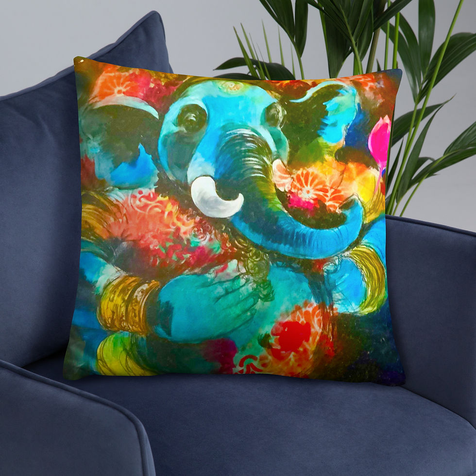 Thumbnail: Dual Elephant & Country Scene Pillow