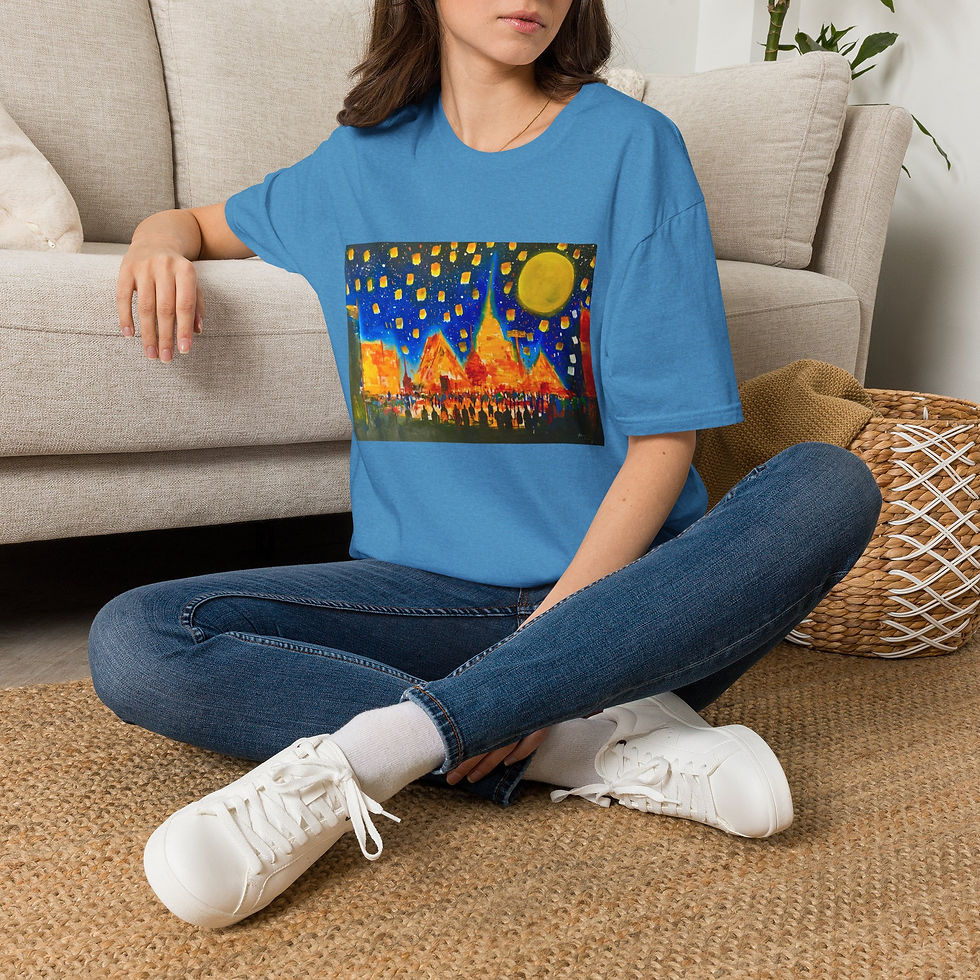 Thumbnail: Thai Temple Scene T-Shirt — Vibrant Thai Temple Scene Tee -