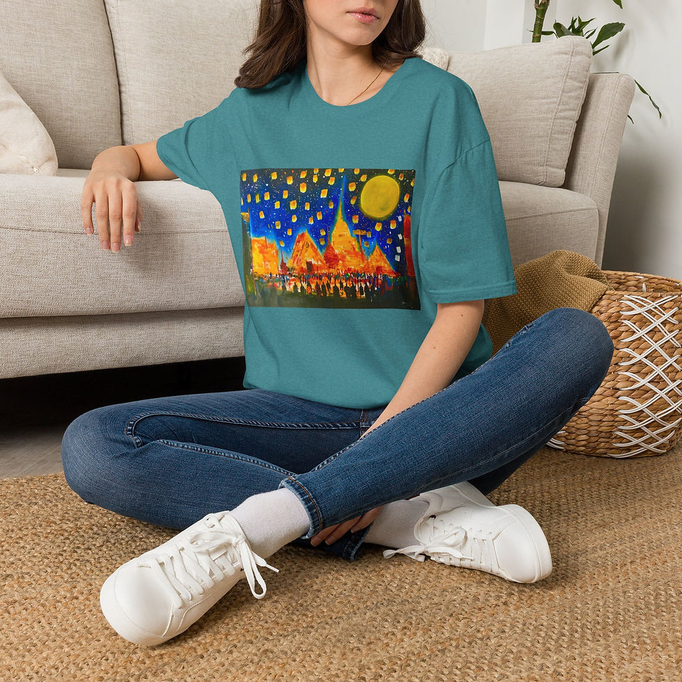 Thumbnail: Thai Temple Scene T-Shirt — Vibrant Thai Temple Scene Tee -