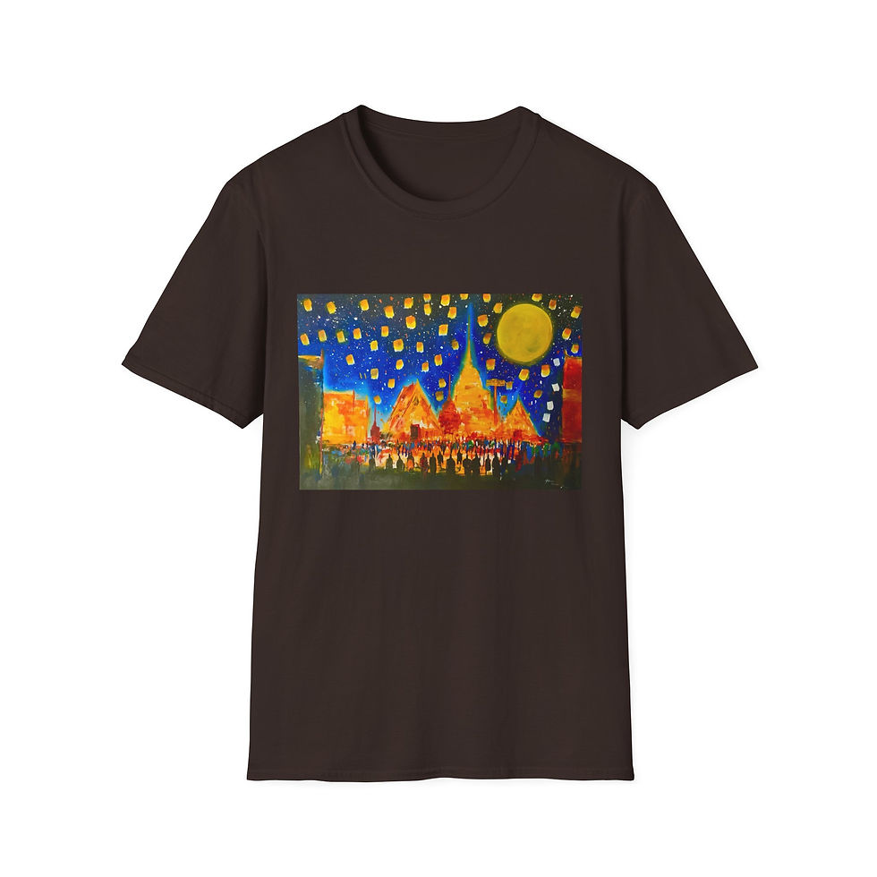 Thumbnail: Thai Temple Scene T-Shirt — Vibrant Thai Temple Scene Tee -