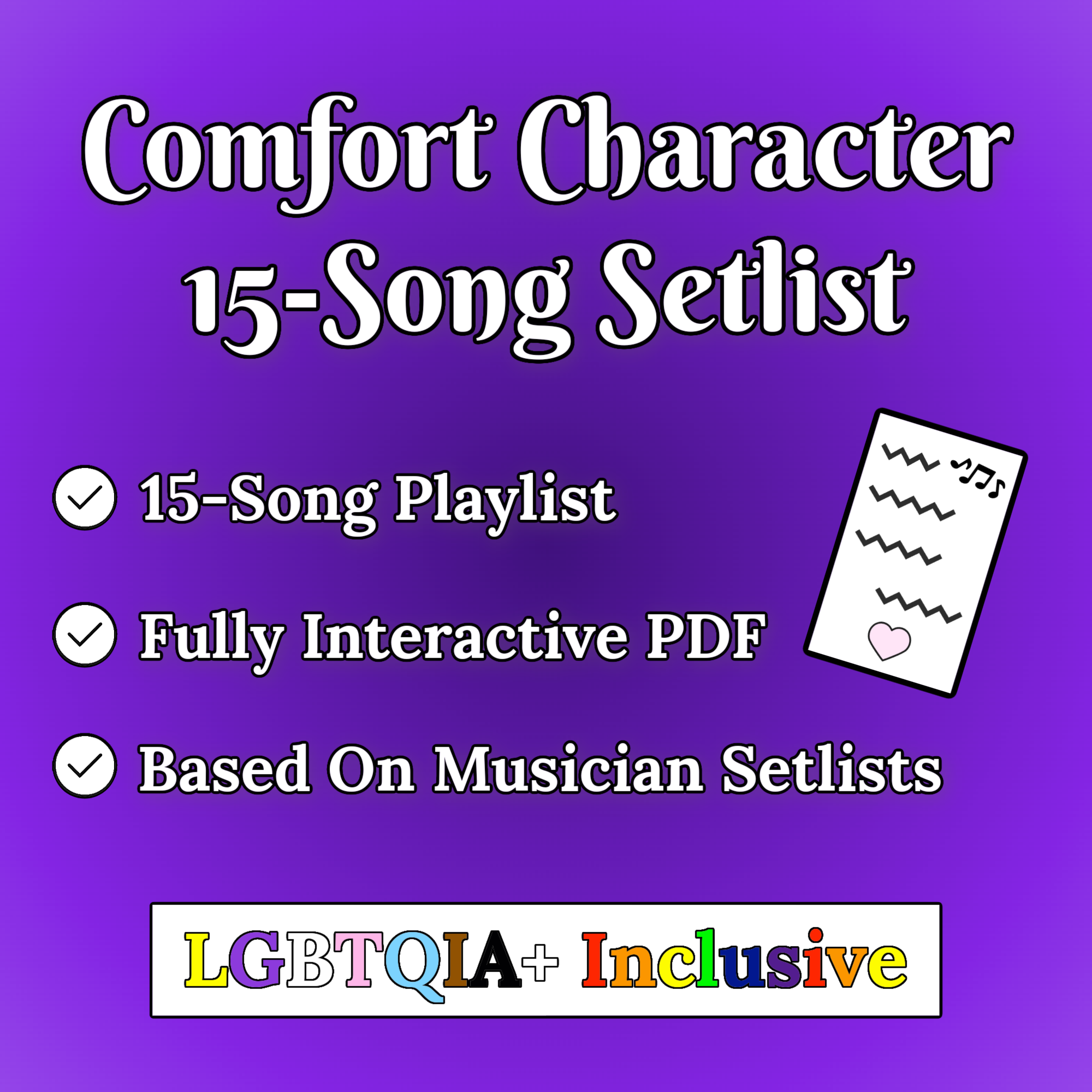 Interactive Comfort Character Setlist (With A Linked Playlist!)