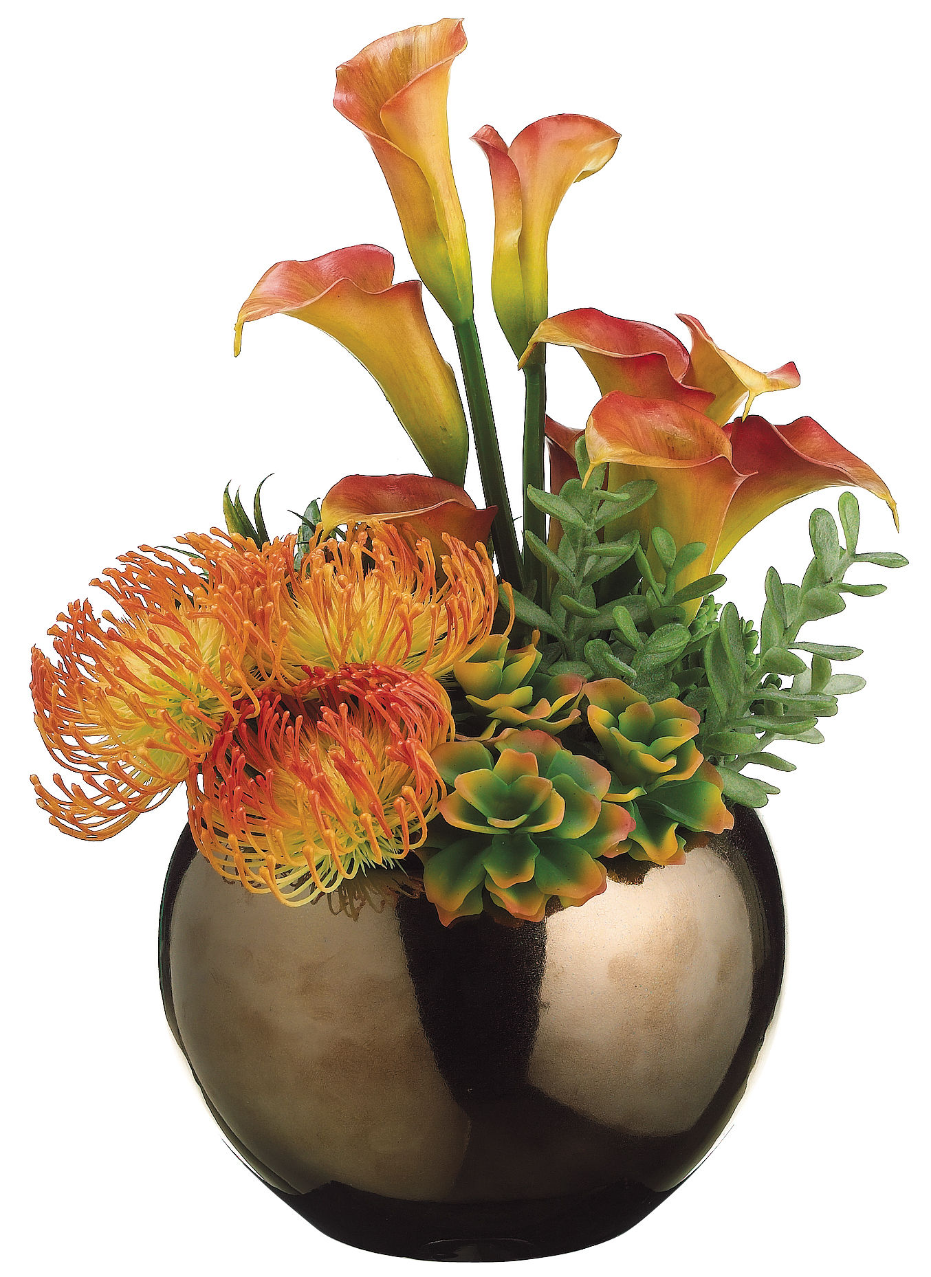 17"H X 10"W X 13"L Lily/Protea/Agave in Ceramic Bowl