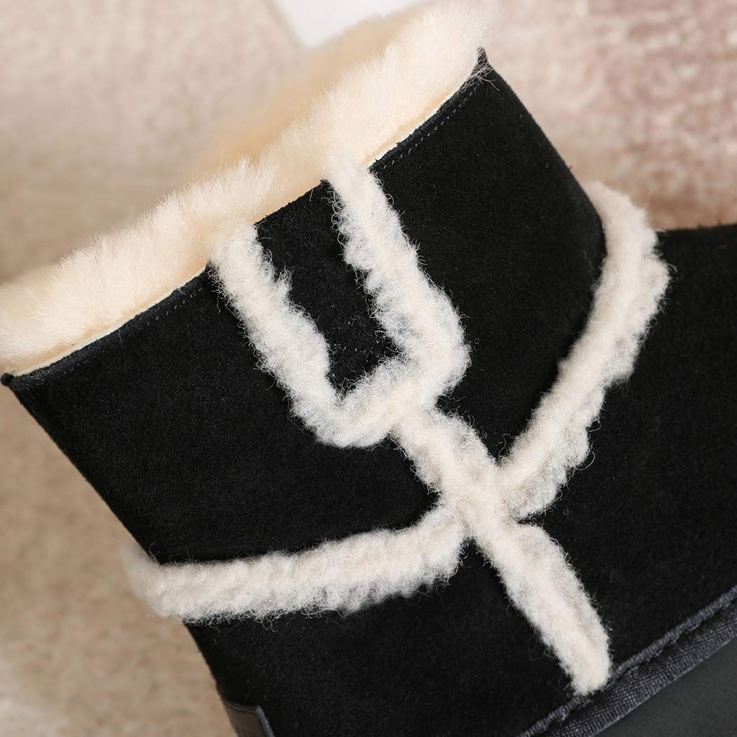 EVERAU® UGG Women Sheepskin Wool Shearling Ankle Platform Boots Schunck EA 3156
