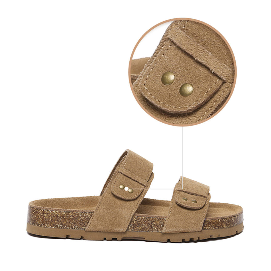 EVERAU® Double Straps Embossed Slip-on Summer Sandal Slides Aurelia EA 2053