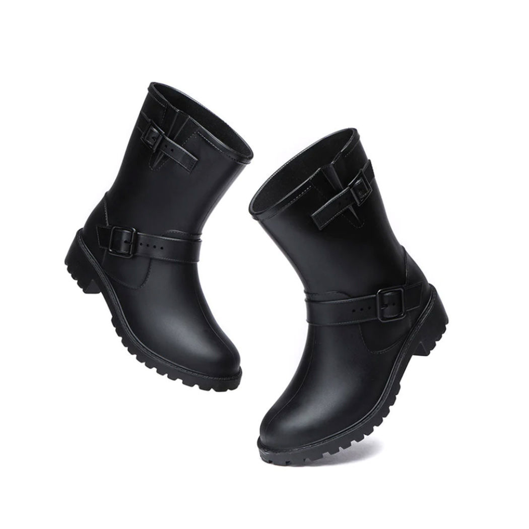 TARRAMARRA® Women Rainboots Wool Insole Mid Calf Black Gumboots TA 4049