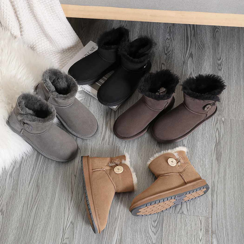 AUSTRALIAN SHEPHERD® UGG Double Face Sheepskin Wool Boots Mini Button 15702