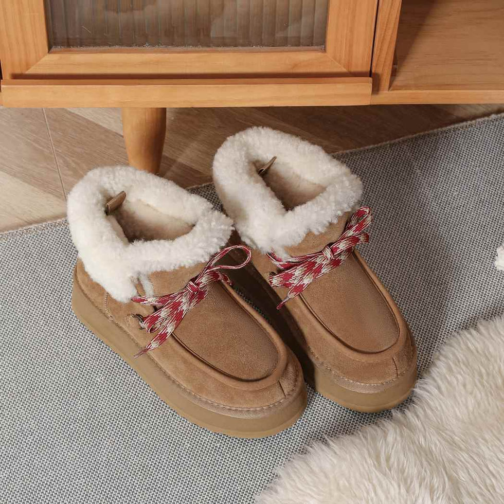 Thumbnail: UGG EVERAU UGG Boots Women Sheepskin Wool Lace Up Ankle Platform Honour UEA 3011