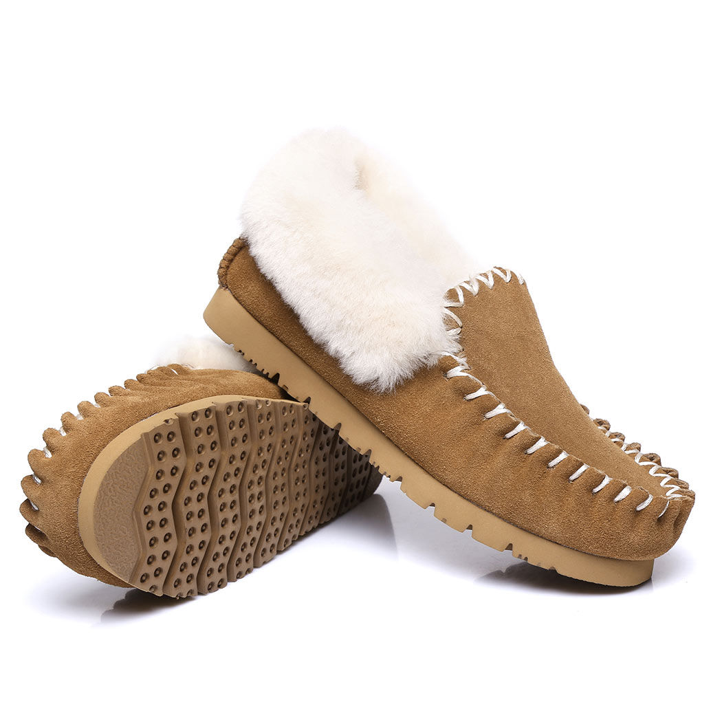 AUSTRALIAN SHEPHERD® UGG Sheepskin Wool Ankle Slippers Popo Moccasins 15607