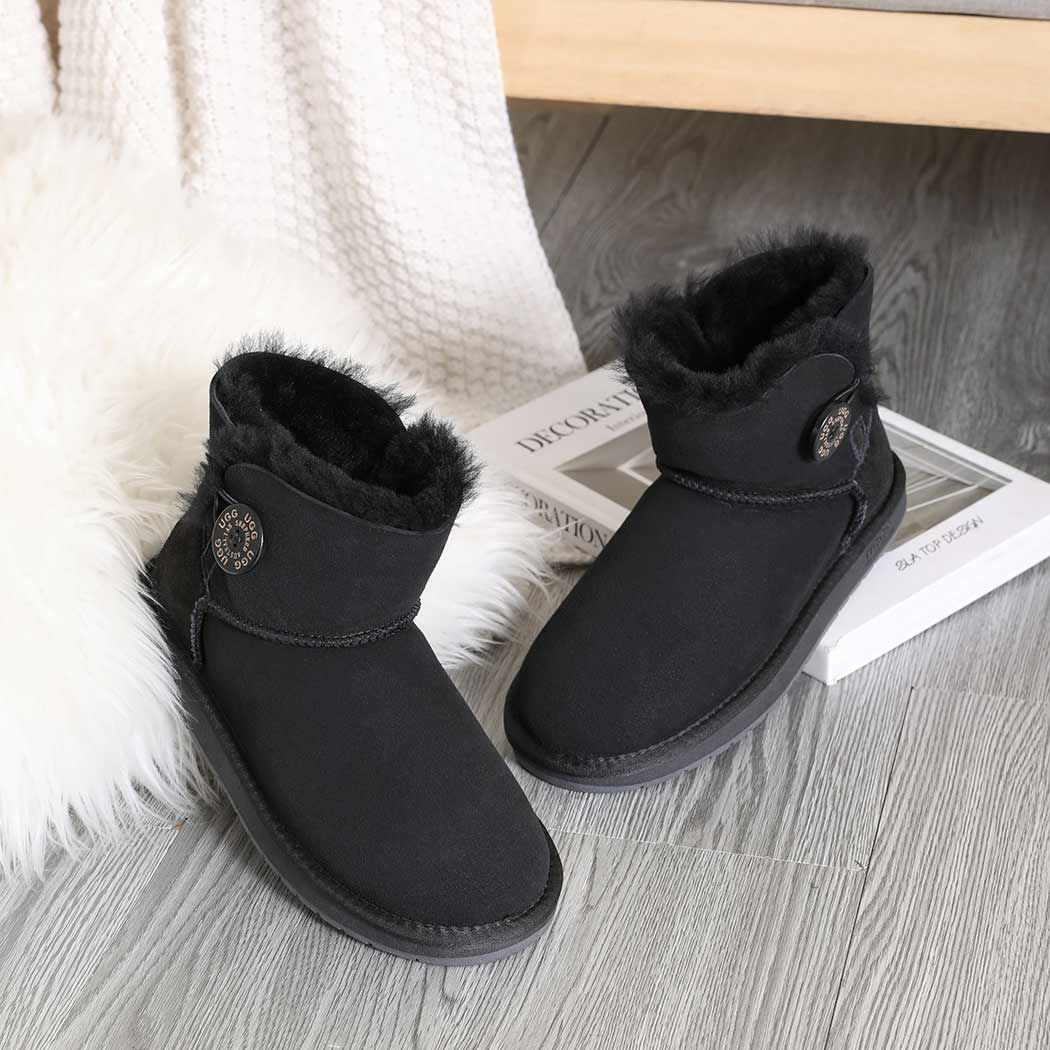 AUSTRALIAN SHEPHERD® UGG Double Face Sheepskin Wool Boots Mini Button 15702