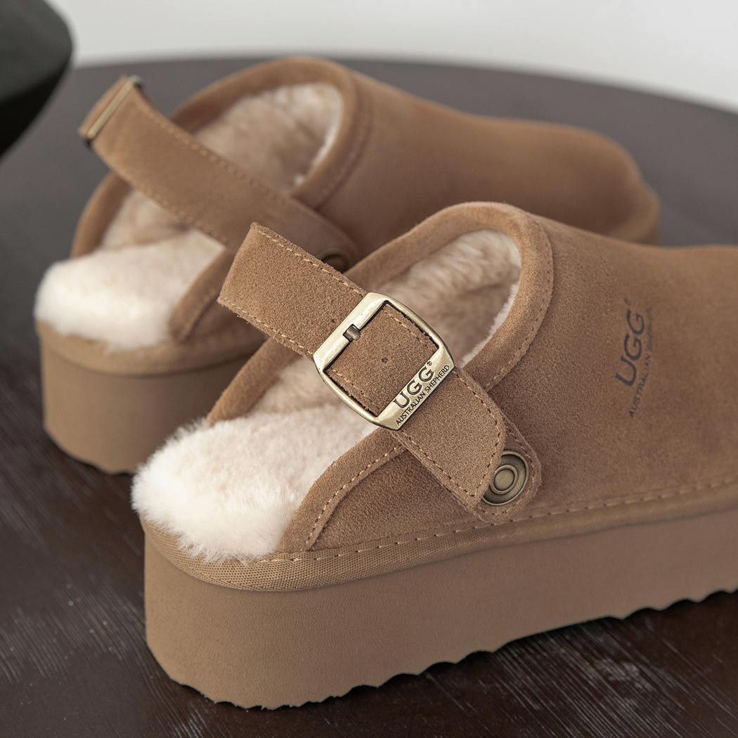EVERAU® Adjustable Buckled Straps Slip-on Platform Sandal Slides Sadie AS 2085