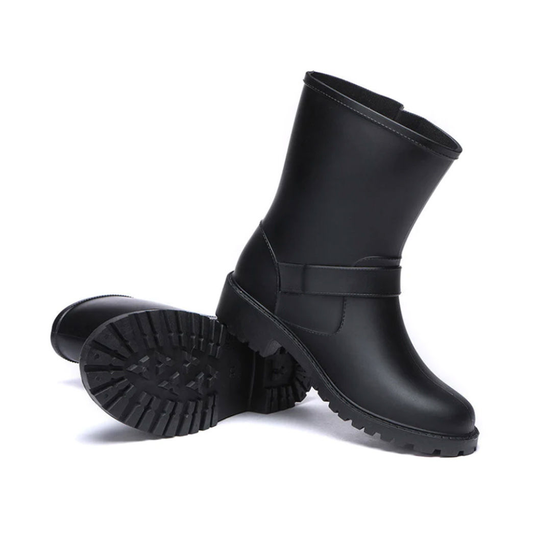 TARRAMARRA® Women Rainboots Wool Insole Mid Calf Black Gumboots TA 4049
