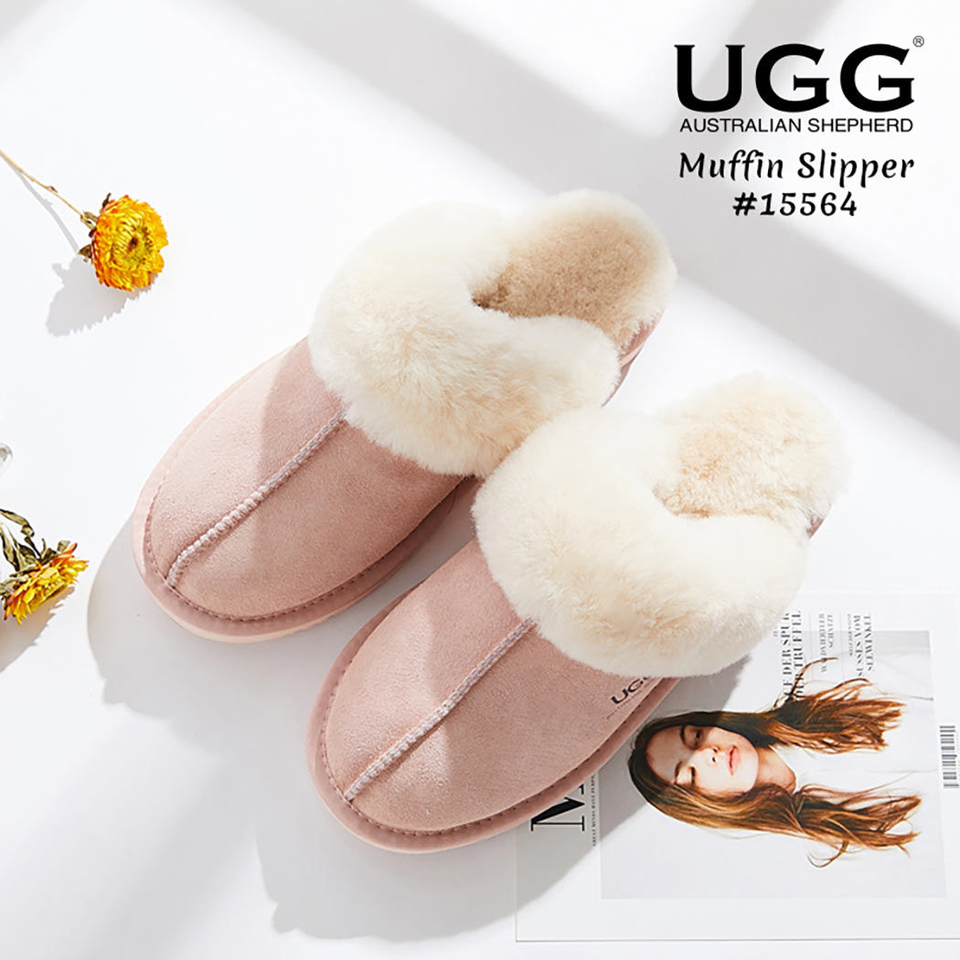 AUSTRALIAN SHEPHERD® UGG Sheepskin Wool Scuff Slippers Muffin 15564