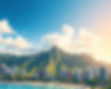 accurate illustration of panoramic view of diamond head, Hawaii and Waikiki leaving open
