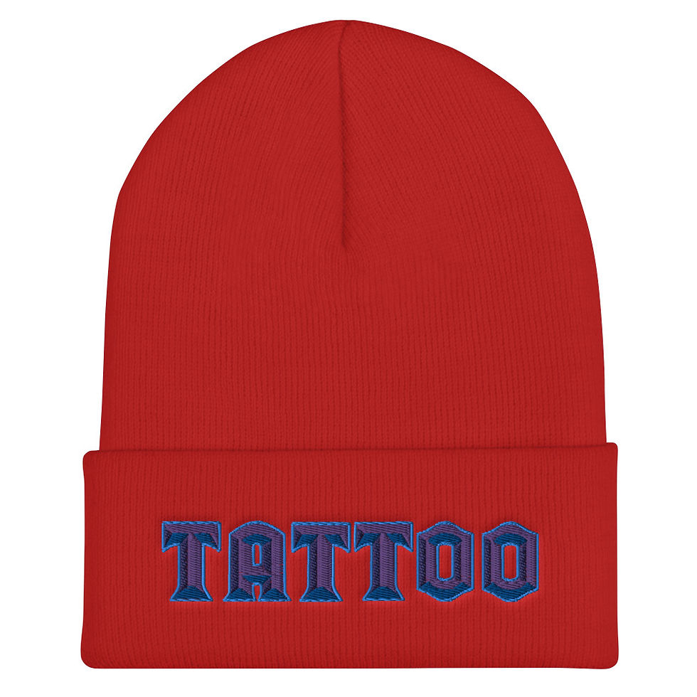 Thumbnail: CUFFED BEANIE BLUE EMBROIDERY
