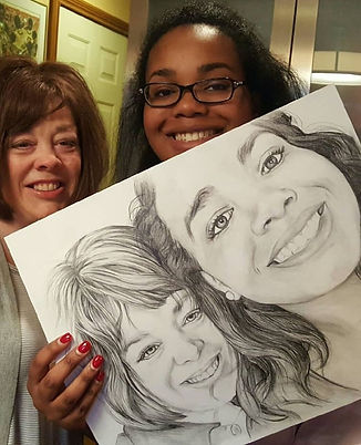 Family Holding the Portrait Drawn by Michael Lude, it was a gift.