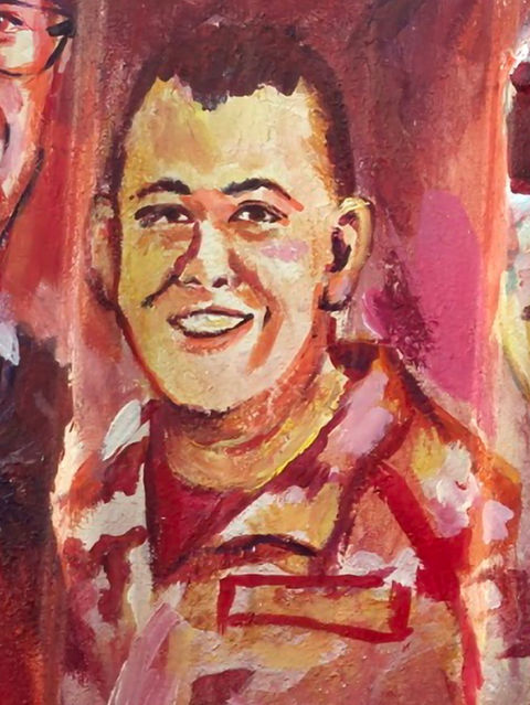 Veteran Anthony Vanhuffel on the MJL Veteran's Freedom Mural by Michael & Jennifer Lude. Painted By Michael Lude