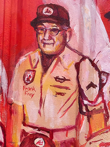 Veteran Frank Frey member of the Whitley County Korean War Veterans Honor Guard on the MJL Veteran's Mural by Michael & Jennifer Lude. Painted by Michael Lude