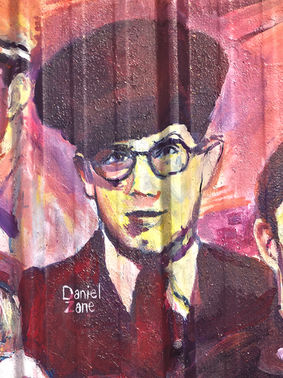 Veteran Daniel Zane Unverzagt on the MJL Veteran's Freedom Mural by Michael & Jennifer Lude. Painted by Michael Lude