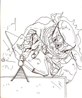 Hatman & Indigo, Back to the Beginning Inked Panel Sketches by Michael Lude