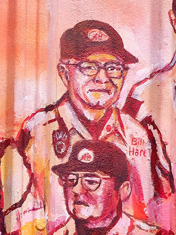 Veteran Billy Hare member of the Whitley Country Korean War Veterans Honor Guard on the MJL Veteran's Freedom Mural by Michael & Jennifer Lude. Painted by Michael Lude