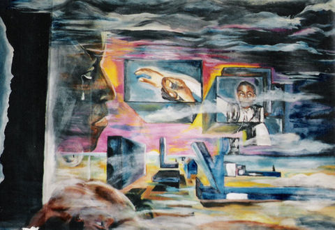 Art Piece titled "In Pieces" Mixed Media on Illustration Paper 38x50 inches. #8 in Love Collection by Artist Michael Lude