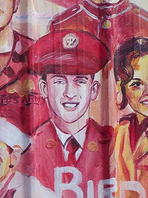  Veteran Stu Bird on the MJL Veteran's Freedom Mural by Michael & Jennifer Lude. Painted by Michael Lude