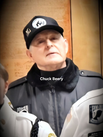 Veteran Charles "Chuck" Beery member of the Whitley County Korean War Veterans Honor Guard on the MJL Veteran's Mural by Michael & Jennifer Lude