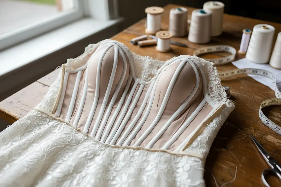 Alteration-friendly interior construction of A-line wedding dresses wholesale