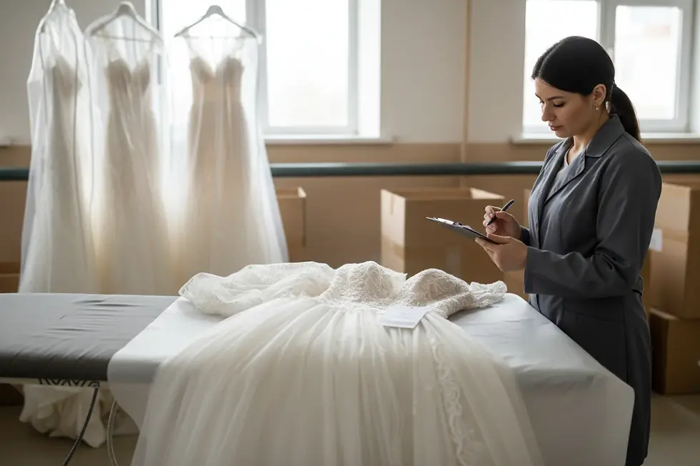 Control de calidad vestidos de novia y validación final de producción