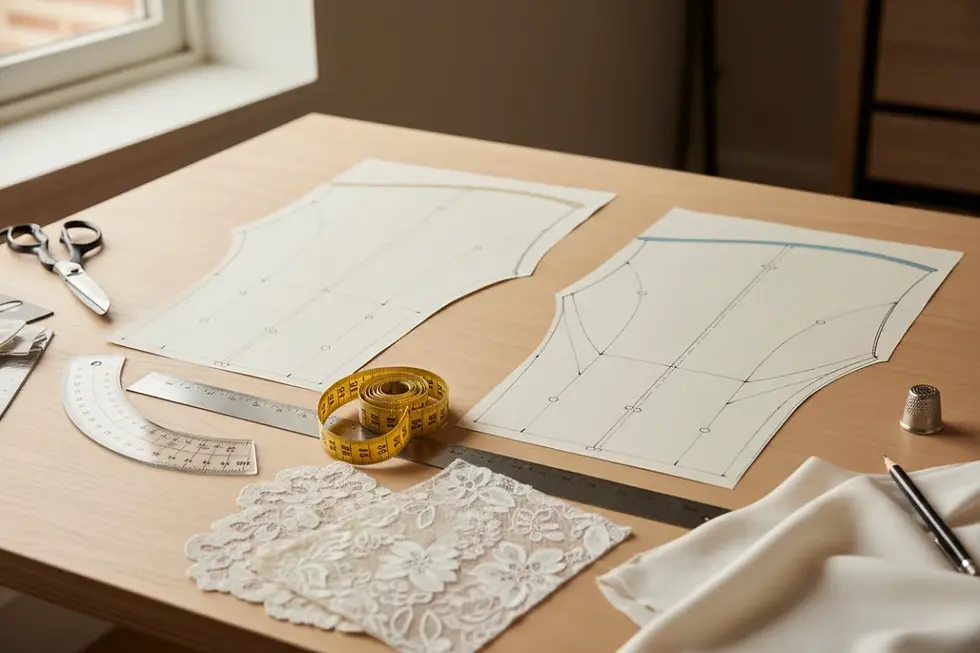 Pattern cutting comparison between restrictive and high-mobility bridal sleeve armholes