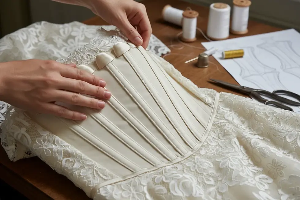 Quality inspection of structured wedding dress construction and boning channels