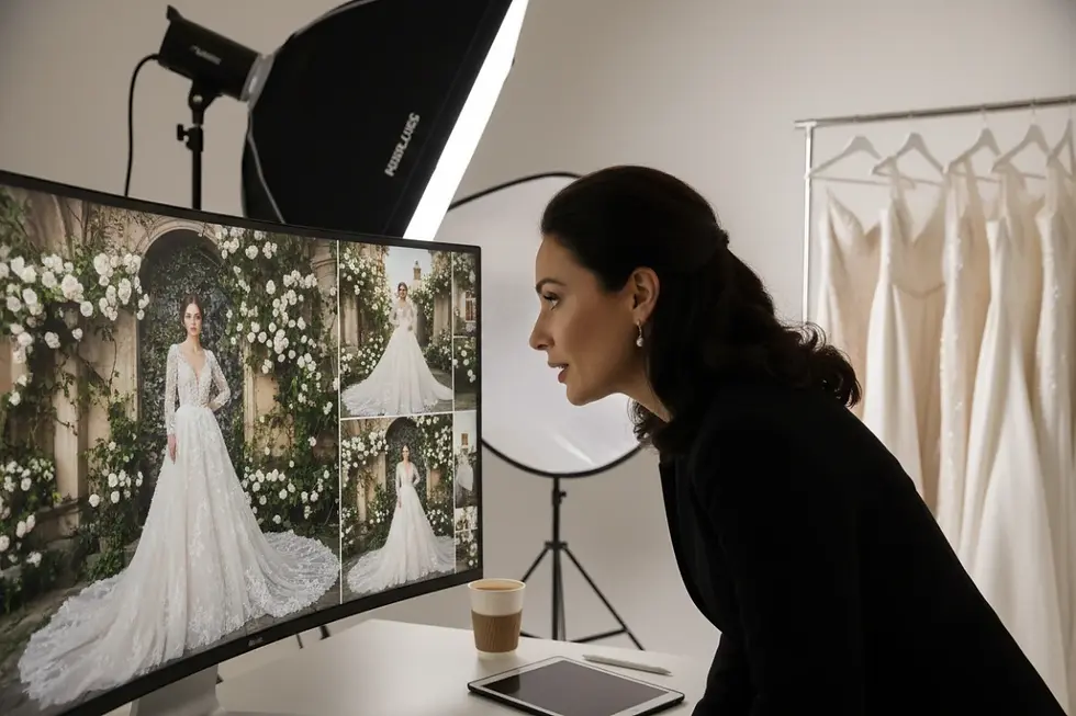 Wholesale bridal marketing materials featuring high-resolution campaign photography.